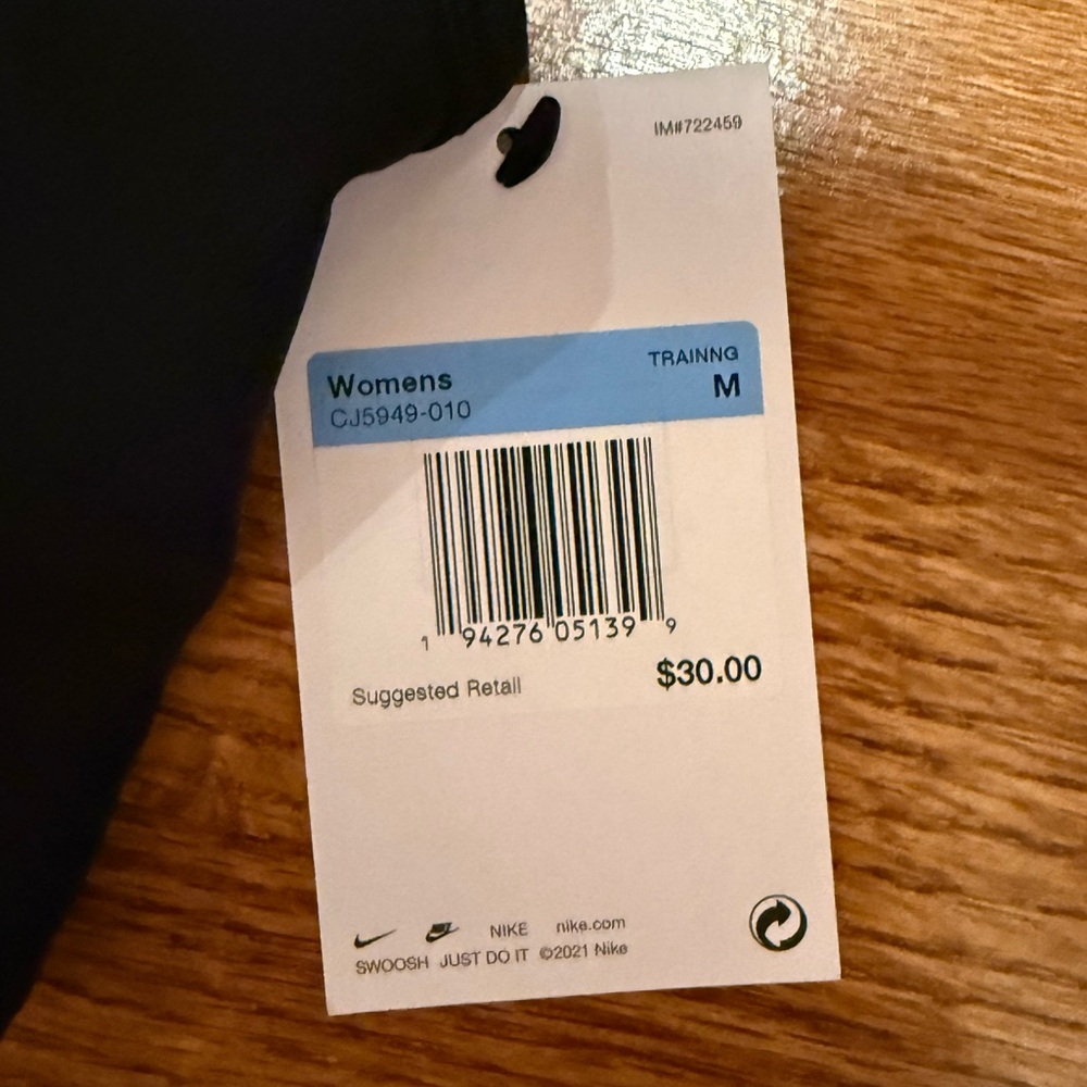 Nike Black Sports Bra with White Swoosh—Medium - Picture 3 of 3